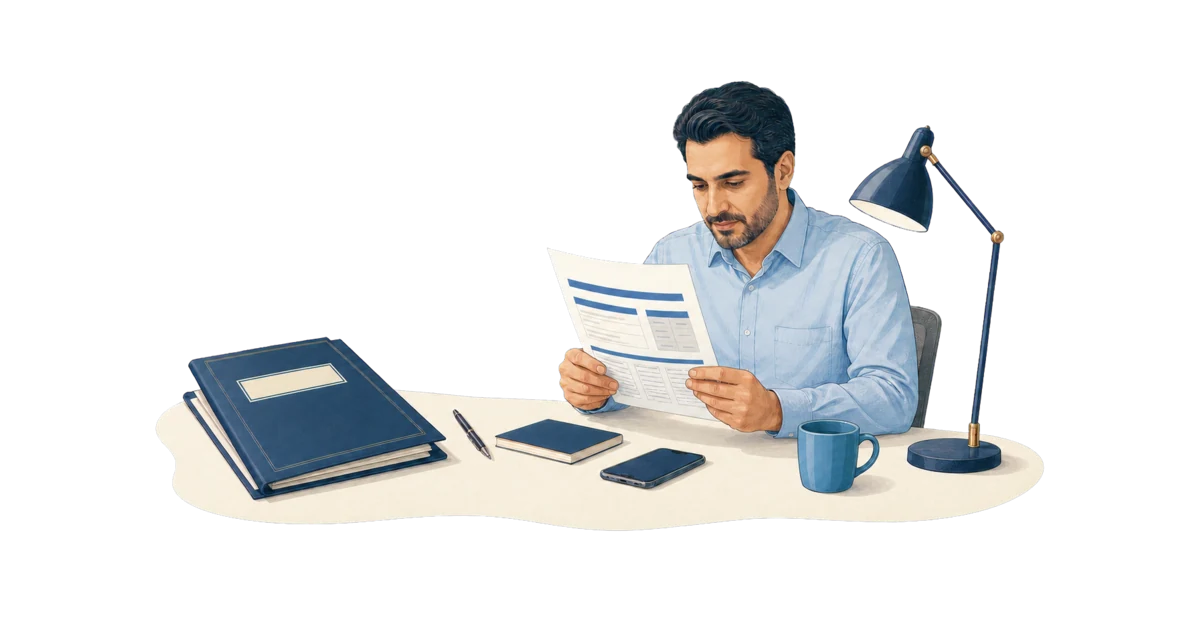 کاربر در حال بررسی گزارش اعتبارسنجی و پرونده جداگانه درخواست وام