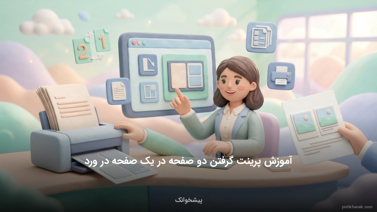 آموزش پرینت گرفتن دو صفحه در یک صفحه در ورد