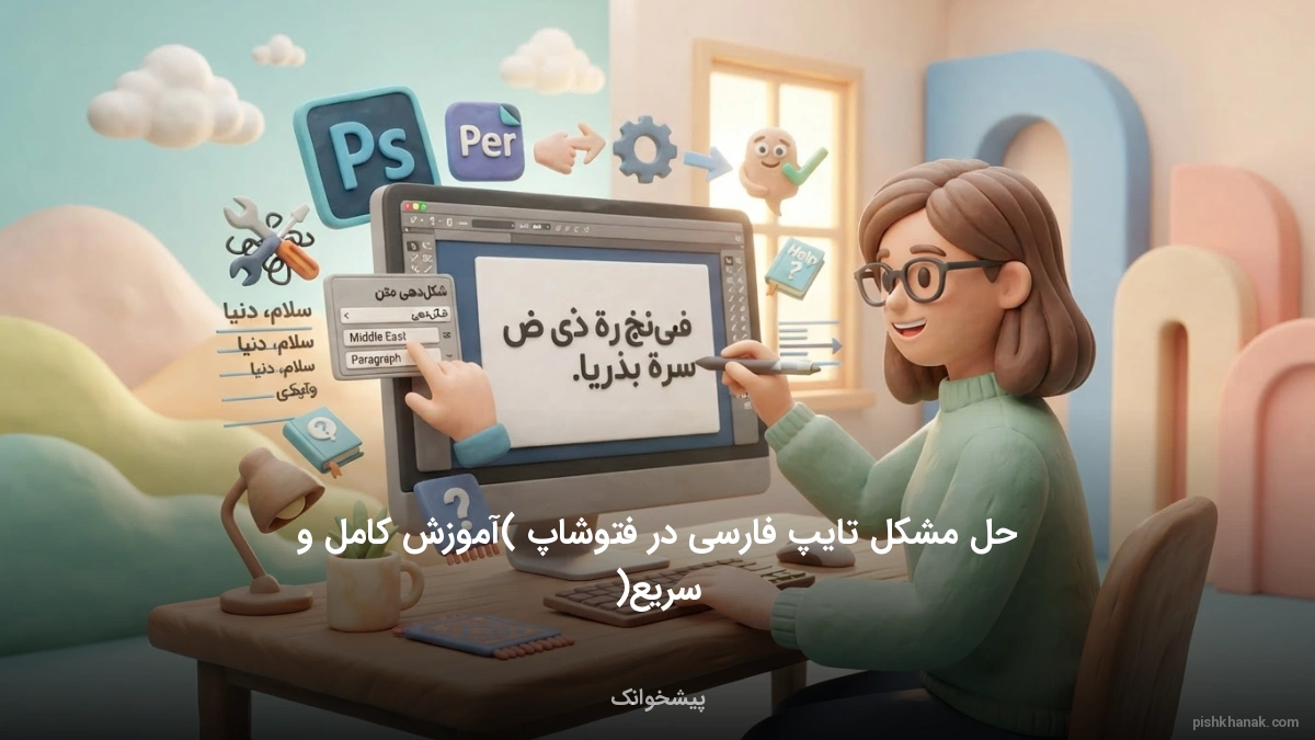 حل مشکل تایپ فارسی در فتوشاپ (آموزش کامل و سریع)