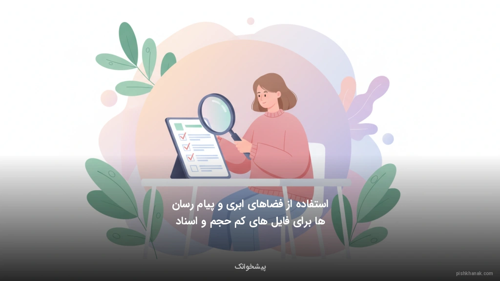 استفاده از فضاهای ابری و پیام‌رسان‌ها برای فایل‌های کم‌حجم و اسناد