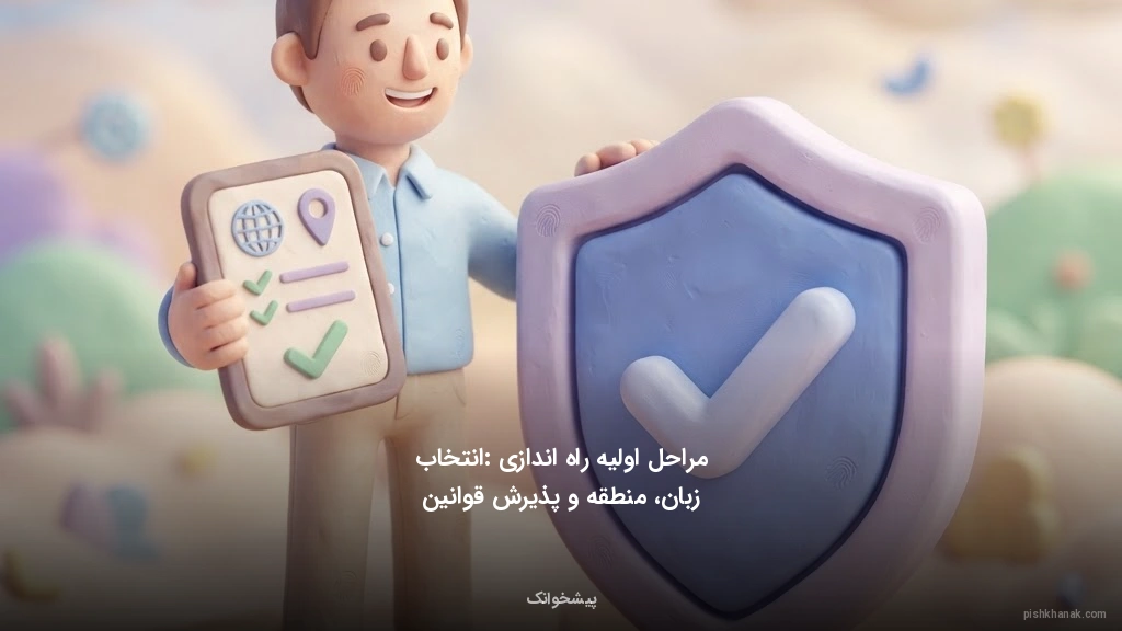 مراحل اولیه راه‌اندازی: انتخاب زبان، منطقه و پذیرش قوانین