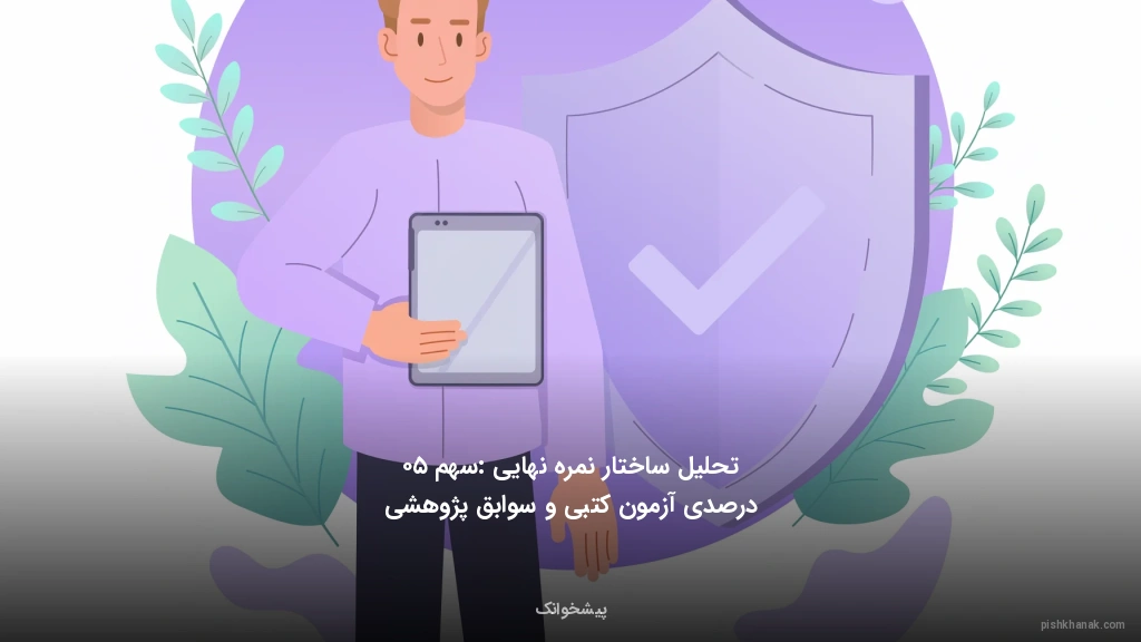 تحلیل ساختار نمره نهایی: سهم ۵۰ درصدی آزمون کتبی و سوابق پژوهشی