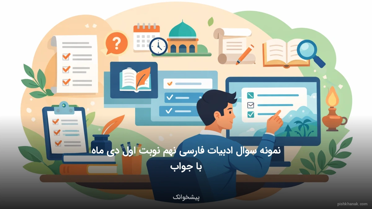 نمونه سوال ادبیات فارسی نهم نوبت اول دی ماه با جواب